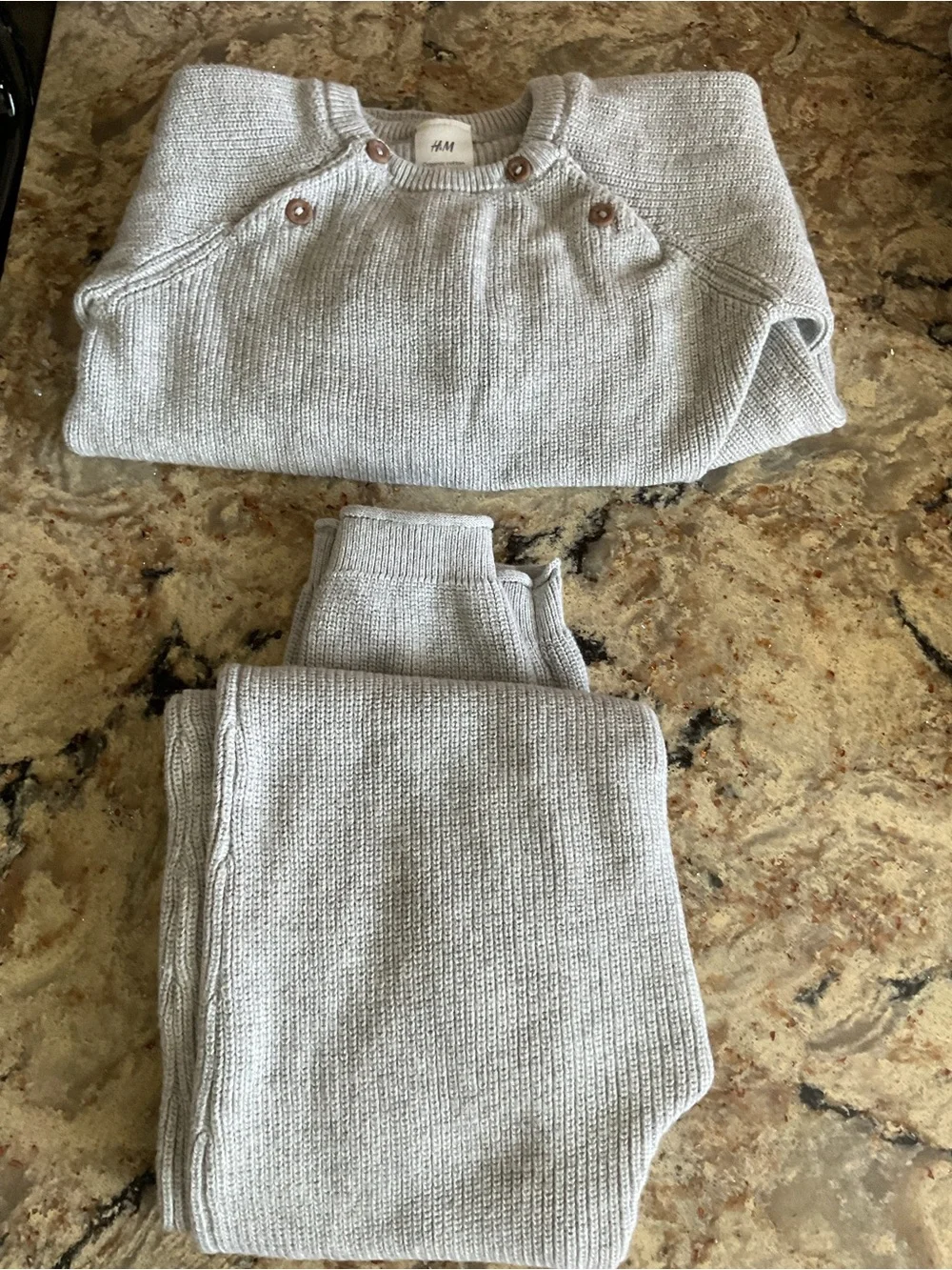 H&M Light Gray Organic Cotton Boys Sweater Set 2T